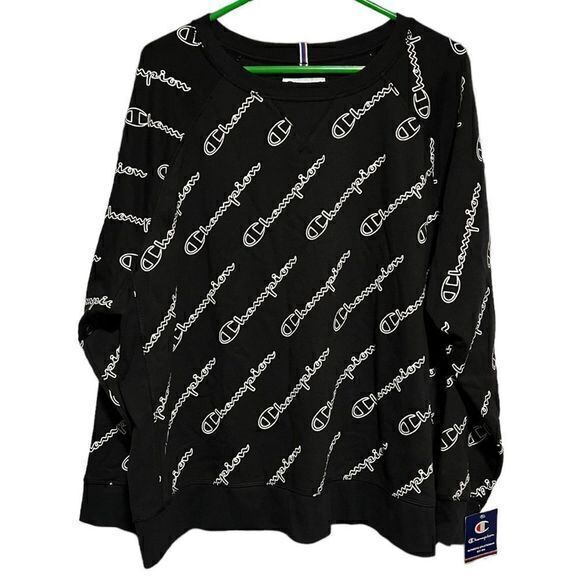 NWT Champion Heritage French Terry Print Athletic Crew Pullover White‎ Black 3X - Picture 1 of 6
